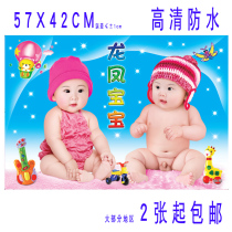 Baby poster photo pictorial Beautiful dragon and phoenix male and female baby painting Pregnant twins Teach early education big picture wall stickers