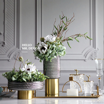 European light luxury simulation floral vase mirror tray set Model room living room designer combination vase ornaments