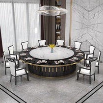 Hotel New Chinese Electric Dining Table Big Round Table Hotel New Chinese Imitation Marble Round Table 15 People Desktop turntable