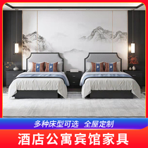 Guest House Hotel Furniture Mark Room Full Suite Special Bed Quick Apartment New Chinese Folk Sleeping Room Single Double Bed Customize