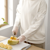 Tall mouth extended disposable plastic transparent gloves cleaning housework cleaning gardening household gloves 10 pieces