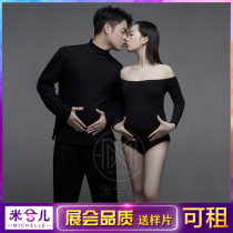 8798 new photo studio husband and wife pregnant women Photo clothing couple black simple photo theme clothes rental rental