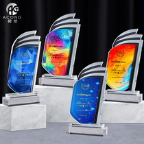 Trophy Crystal Custom Sailing Geometry Medals Customized Wind and Waves Authorization Customized Creative Color Printing Souvenirs