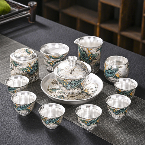 999鎏纯银功夫茶具套装精选和999鎏纯银功夫茶具套装品牌价格与图片
