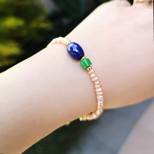 Натуральный гипоаллергенный браслет из жемчуга, ханьфу из натурального камня, ювелирное украшение, золото 14 карат, изысканный стиль