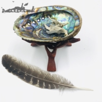White sage container Ritual props Feather big abalone shell Smoke purification room gas field Wooden bracket Abalone shell