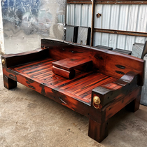 Old boat wood Luohan bed new Chinese style solid wood sofa bed living room Zen antique simple modern small apartment furniture