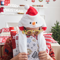 Christmas hat adult girl girls head decorated with Santa Claus hat and moustache dress decorative items