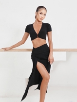 ZYM (Isabella) skirt diagonal split long skirt Latin dance practice clothes womens new 2156