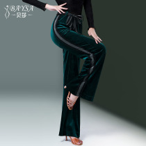 baysa Besa modern dance pants womens national standard dance pants trousers velvet ballroom dance pants adult Latin dance pants