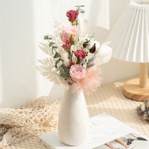 Immortal rose Penglai pine dried flower bouquet ins lisianthus fern bouquet net red home decoration decoration props