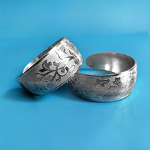 Chuangqi Miao silver bracelet Miao silver jewelry rich flowers blossom ethnic jewelry Miao wide bracelet performance jewelry