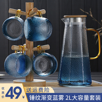 Blue cool water bottle glass high temperature water bottle cold water glass bottle cold water bottle cold water cup set