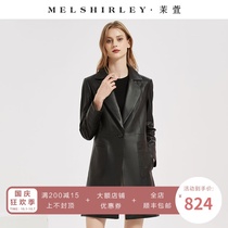 Mo Xuan temperament super handsome slim body long leather clothing imported sheep leather 2021 Autumn New Coat Women
