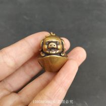 Antiques Antiques Miscellaneous Collections Imitation Antique Brass Pig Zodiac Pig Jinbao Key Pendant Old Objects