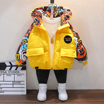 Boys winter cotton-padded clothes 2021 New Baby thickened down cotton-padded clothes small children Winter cotton-padded jacket foreign-style coat tide