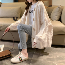 Tang Lion 2022 Spring autumn new white sweater woman small sub-cardiovert knit jacket Winter thickened blouses Q