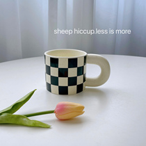 sheep hiccup) ins minimalist splashdown cream linen ceramic lovers fat and fat oat Marks cup