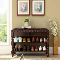 American porch multi-function storage stool solid wood shoe stool stool shoes stool simple shoe rack European home shoe cabinet