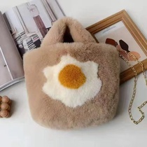 Japan single ~ new plush buns bag women autumn winter tide fashion hand fur mullet satchel satchel large capacity tote bag