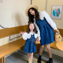 2022 new tidal surges for spring and summer high-end Korean version shirt denim dress and two sets of female dress princess dresses
