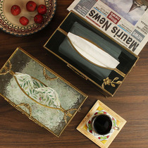 India imported brass glass tissue box American European luxury drawing box living room dining room napkin box model room