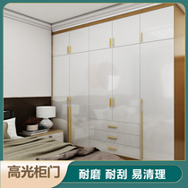 Solid Wood multi-layer board high-gloss wardrobe door custom light luxury flat door custom bright cabinet door panel marble slab