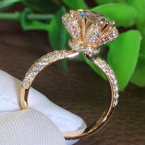 18K platinum mo sang shi Diamond female D color luxury qun xiang 123 karat six-claw rose gold couple wedding ring