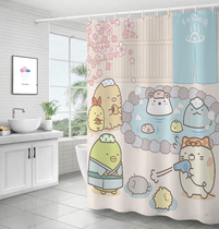 Mildew-proof cartoon shower curtain non-perforated set bathroom thickened waterproof partition curtain bathroom shower curtain