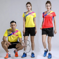 The new badminton suit men and womens short-sleeved couple suit quick-drying table tennis running sportswear group purchase printing