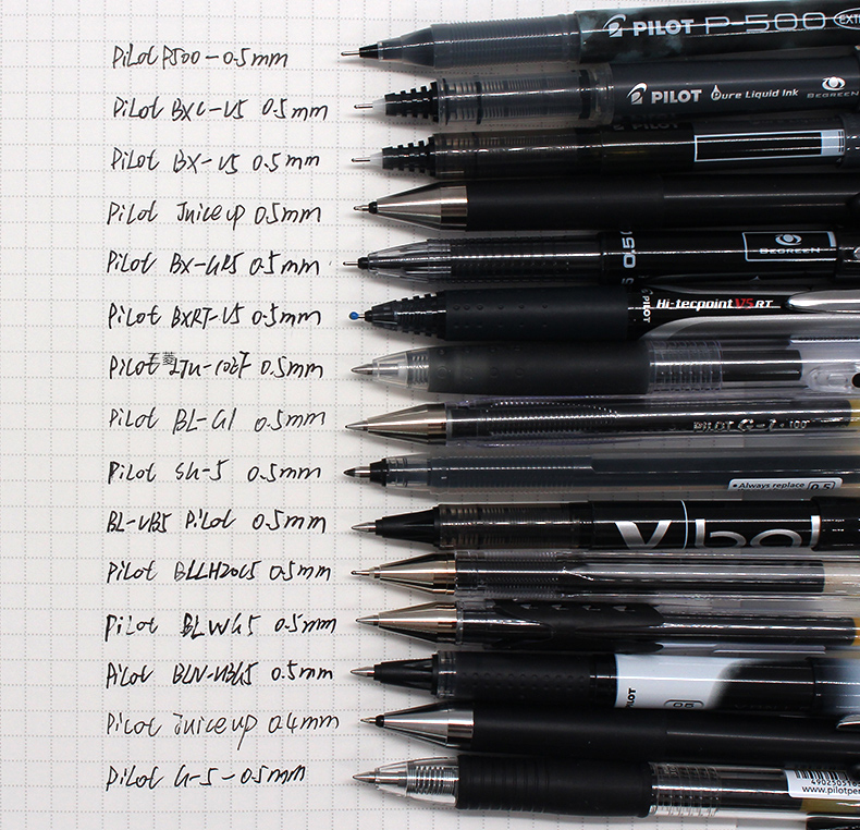 日本pilot百乐笔P 500|juice果汁笔|V5中性笔黑大容量水笔签字笔