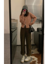 Spring dress new A4 waist display slim fit slim fit Double zipper Korean teas pink knit sweatshirt cardiovert jacket blouse
