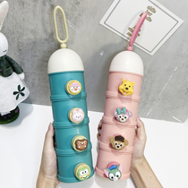 Baby large capacity milk powder box portable out layered sealed moisture-proof baby rice noodle baby cartoon packaging box
