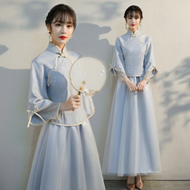 Xiuhe Chinese bridesmaid uniform 2021 New slim dress female wedding sister group Chinese style autumn and winter