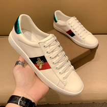 Embroidered leather bees small white shoes men and women couples cushion top layer soft cowhide casual board shoes 2020 New Tide