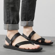 Vietnamese Rubber Slippers Mens Beach Black Toenails Sandals 2022 Summer New Tide Cards Non-slip Herringbone 1