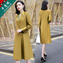 Ginger yellow suit trench coat womens winter 2022 new high-end professional suit dress mid-length coat