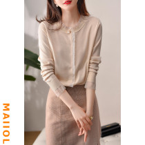 French retro exquisite wool cashmere stitching lace gentle like water bottom single-breasted chic lining design sense