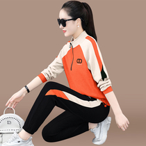 Large size sports suit women's spring and autumn 2022 new fashion collar loose long sleeve running casual wear two-piece set