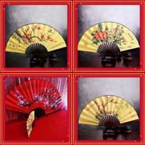 Chinese wedding shooting props paper fan group fan silk cloth fan Chinese wind folding fan wedding road guide background decoration decoration