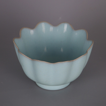 Song Ru Kiln Tianqing Glaze Open Piece Nail Lotus Bowl Imitation Song Dynasty Second-hand Goods Home Folk Collection Ornaments
