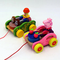 Baby baby toy stroller quality chicken rice tow line Walker wooden childrens toy car