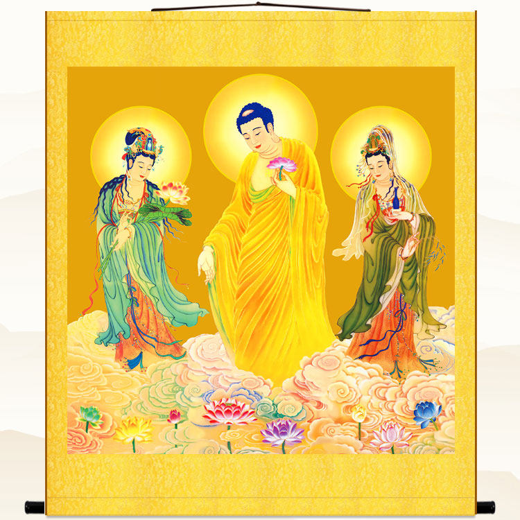 仏画 西方三聖 掛軸 168×70cm 西方三圣挂画-西方三圣挂画促销价格、西方三圣挂画品牌- 淘宝
