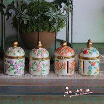 Hand-painted embossed flower small jewelry box ceramic ring ring box small ornaments
