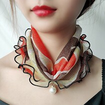 Korean version of thin mesh collar collar lady sunscreen small sleeve head scarf summer sunscreen Joker decoration