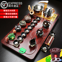 Tea set Household solid wood living room tea tray automatic one-piece ceramic tea pot complete set of tea table induction cooker