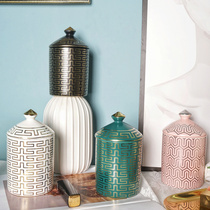 New geometric pattern storage jar cotton swab storage jar decorative ornament scented candle cup