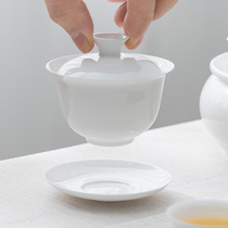 Chaozhou Thin Tire Bone China Porcelain Tea Set Pure White 3 Inch 3-inch Lid Bowl Kongfu Tea With Counter-Mouth Anti-Scalding Tea Maker Cup