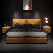 Bed modern simple light luxury leather bed double bed 2 2 meters 1 8 meters 1 5 meters bed master bedroom wedding bed Italian minimalist