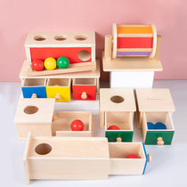Monteshi 1-3 years old wooden ball drawer target box puzzle teaching aids early childhood education intellectual development coin box